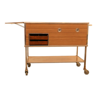 Czechoslovak industrial kitchen serving trolley on wheels from the 1970´s