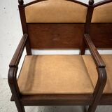 Art Deco two-seater bench in solid mahogany, 20th century.