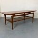Mid-Century Danish Teak and Rattan Scandinavian Coffee Table, 1950s