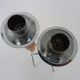 Paire d'anciens bougeoirs fusée design post moderniste en bois et inox. année 70 80