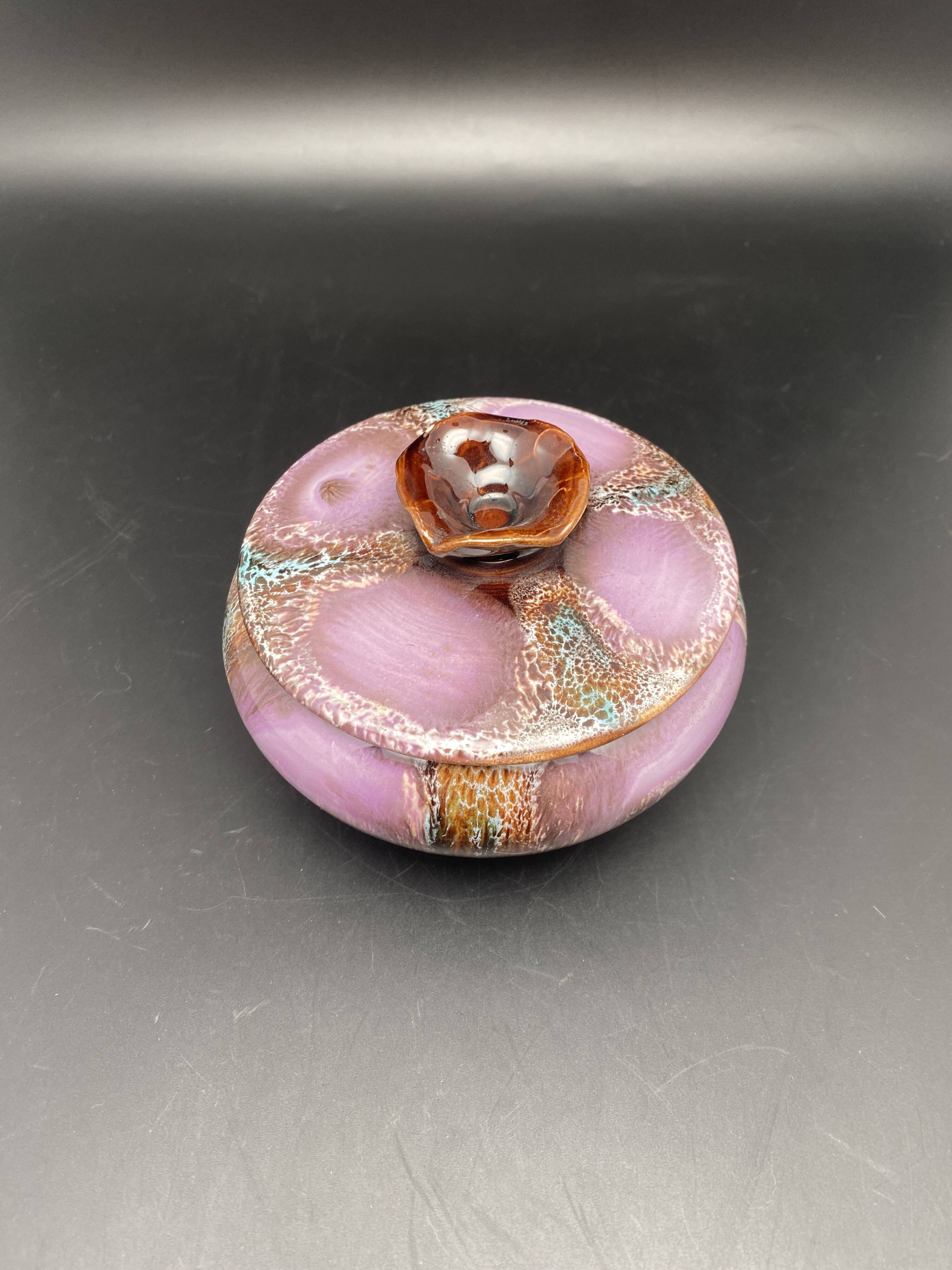 Purple round ceramic box