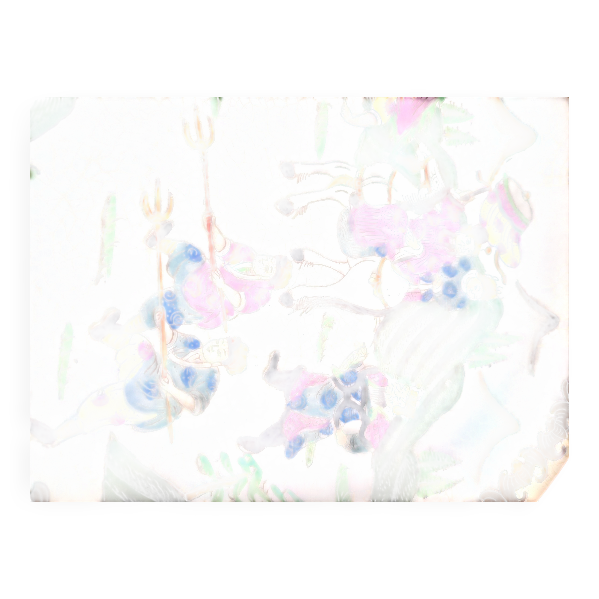 Vintage plate signed with Asian decor in earthenware 26cm