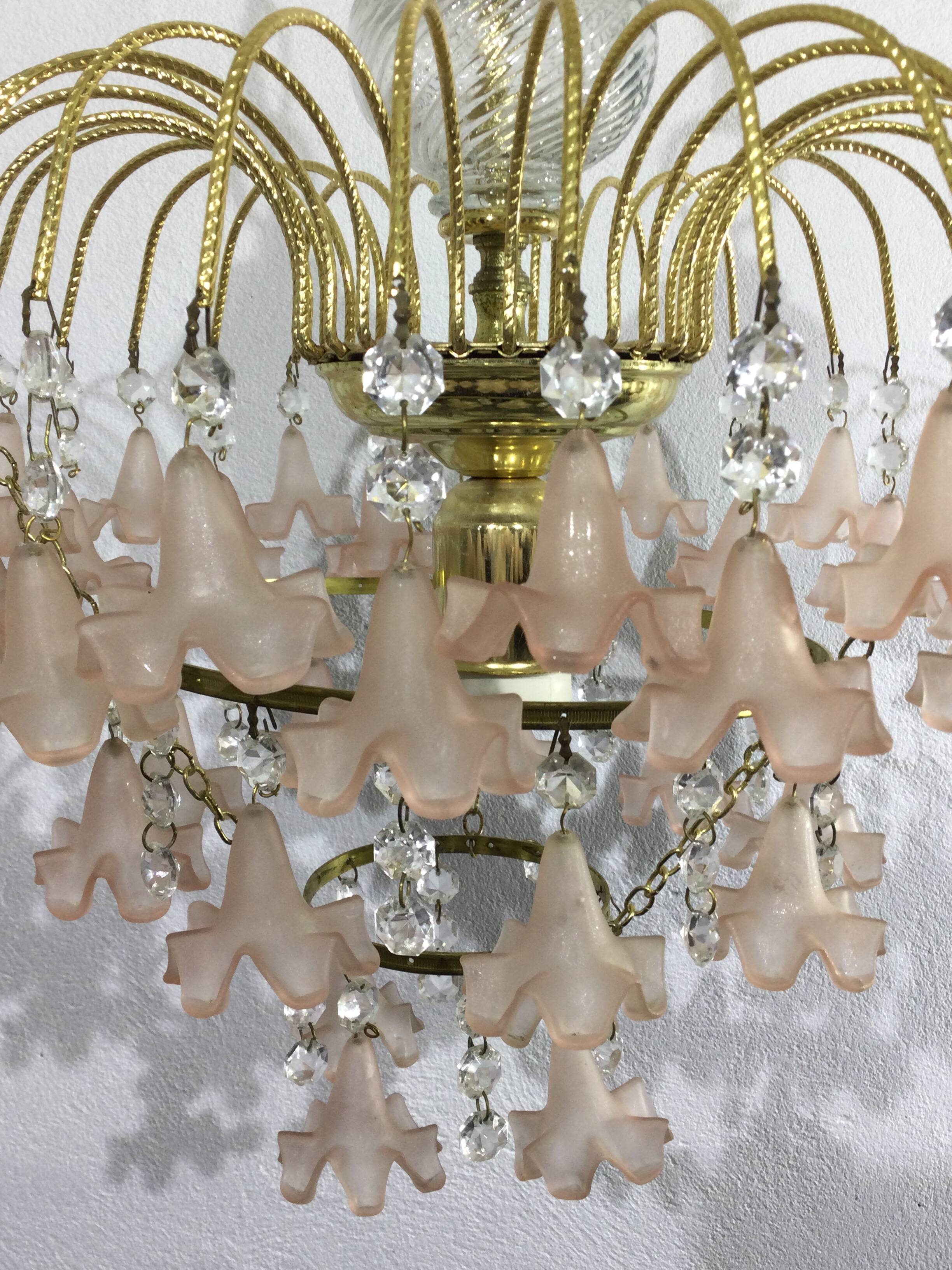 Pink flowers tassel chandelier