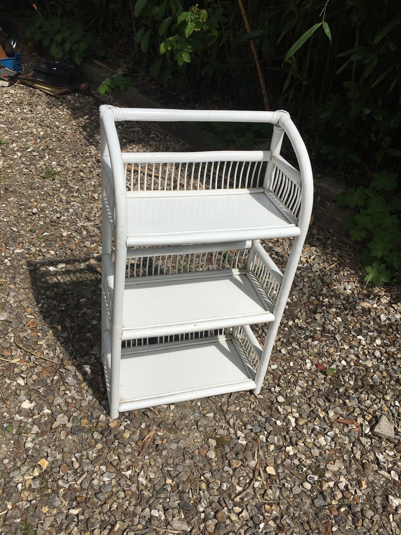 White rattan shelf cabinet