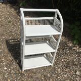 Meuble étagère en rotin blanc