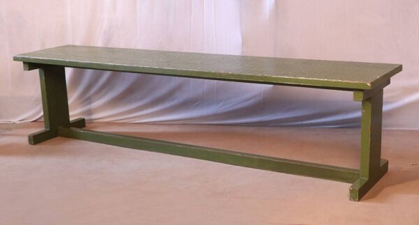 Ancien banc en teck birman patine verte d’origine
