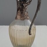 Aiguière verre et métal argenté