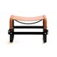Smoked Black Steel Footrest and Natural Tobacco Leather, Contemporary Style