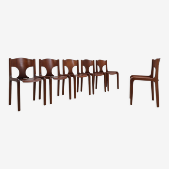 6 chaises de salle à manger Pozzi 1960s, Augusto Savini