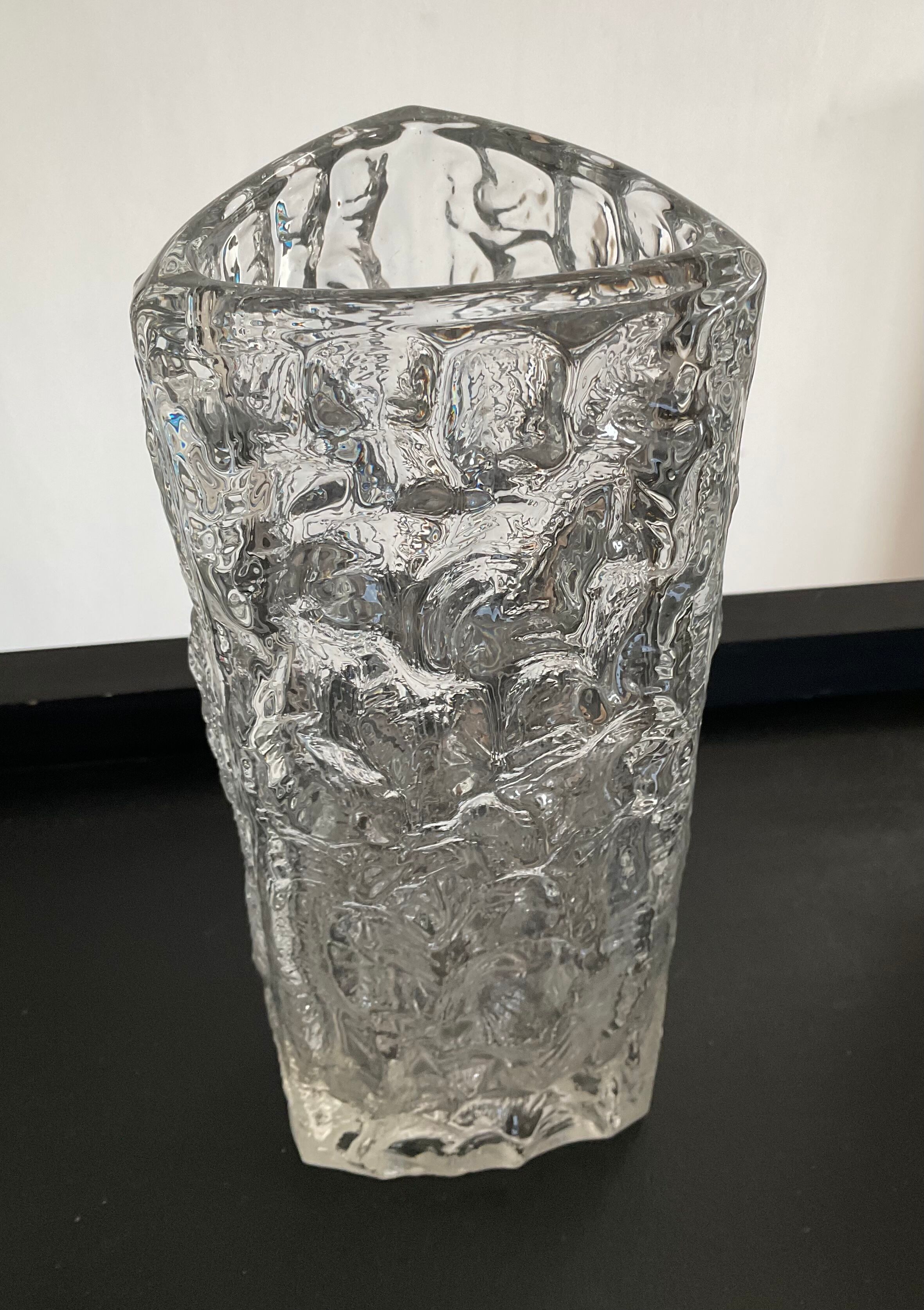 Vintage cast crystal vase 70s