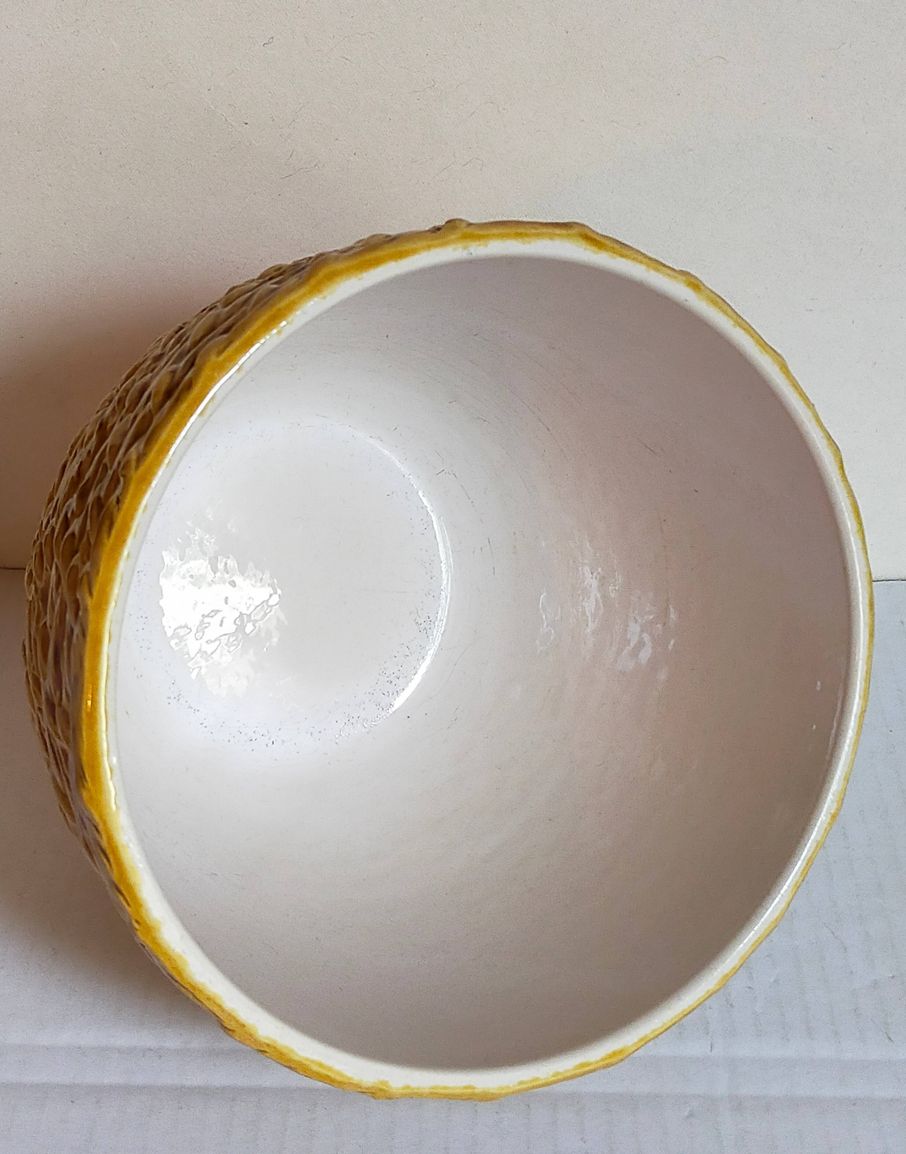 Vintage “rope” slip ceramic planter