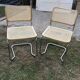 Vintage Pair  chrome cantilever chairs with cane, 1970s