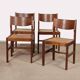Set of 4 vintage solid wood and straw chairs, 1980