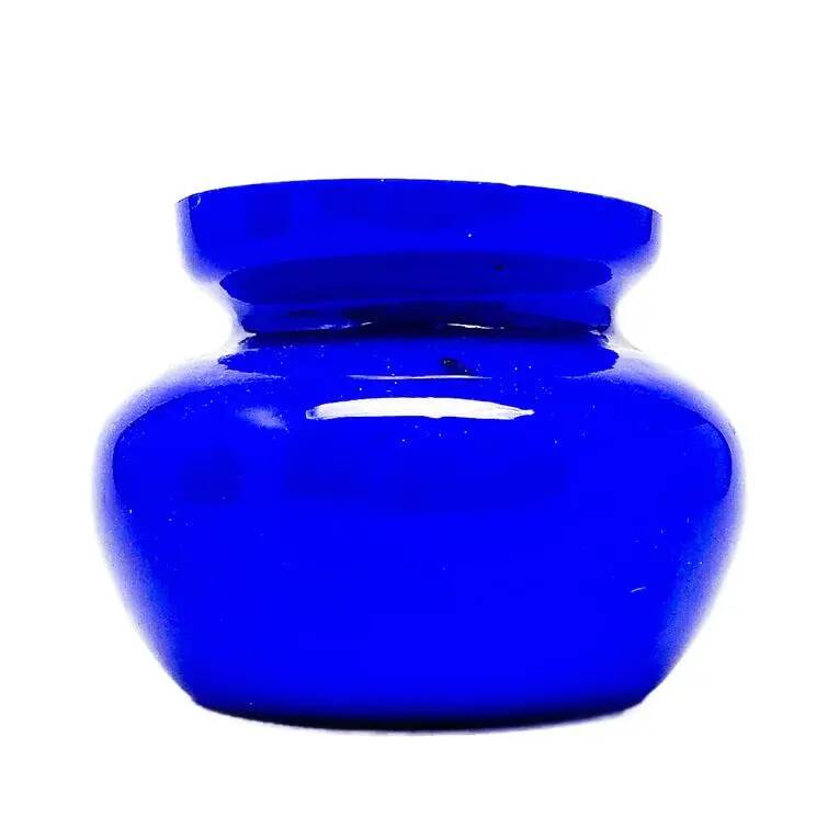 Vase postmoderne, verre bleu, Pologne, années 1970