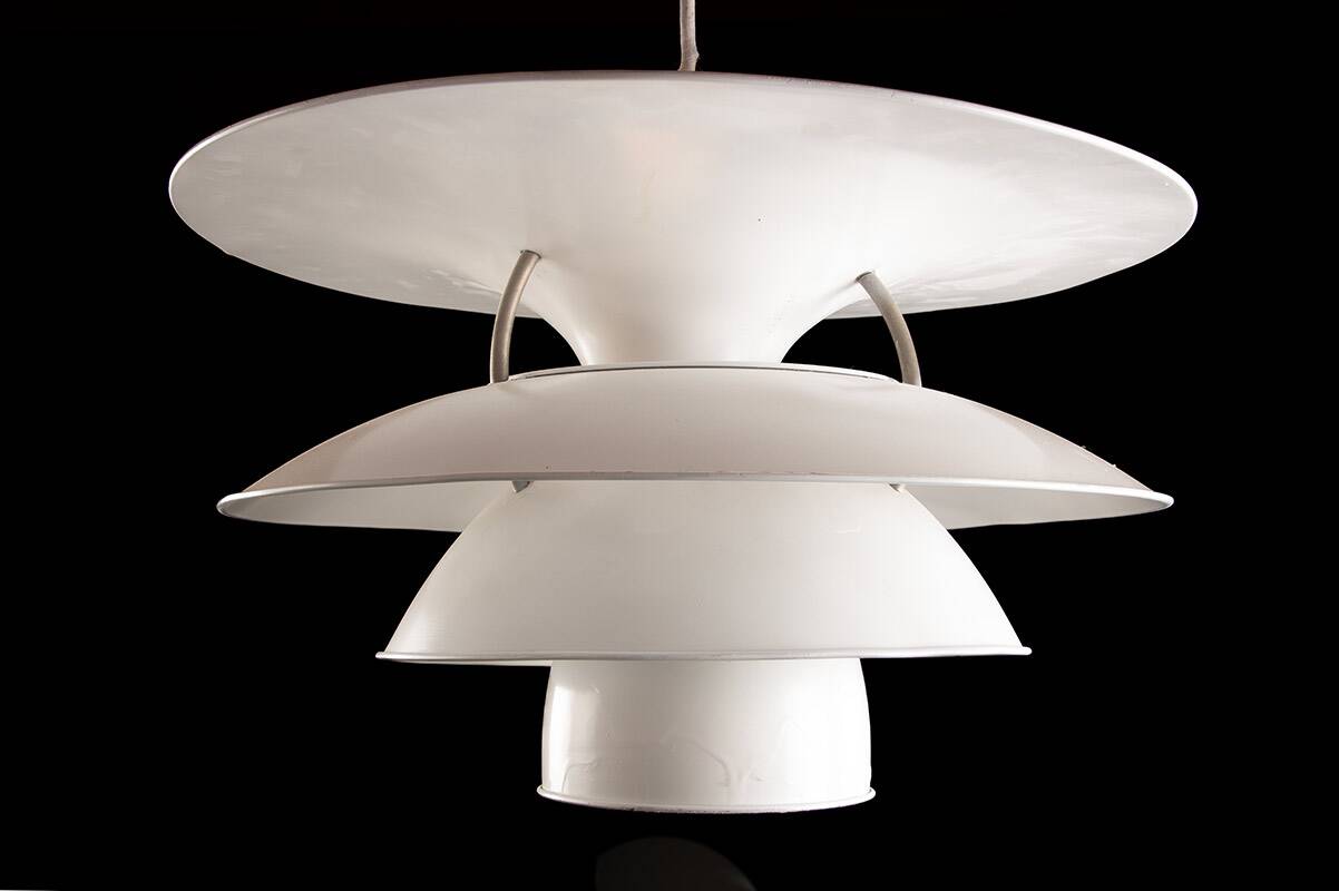 Danish brushed metal pendant light, Poulsen "Charlottenborg" model.
