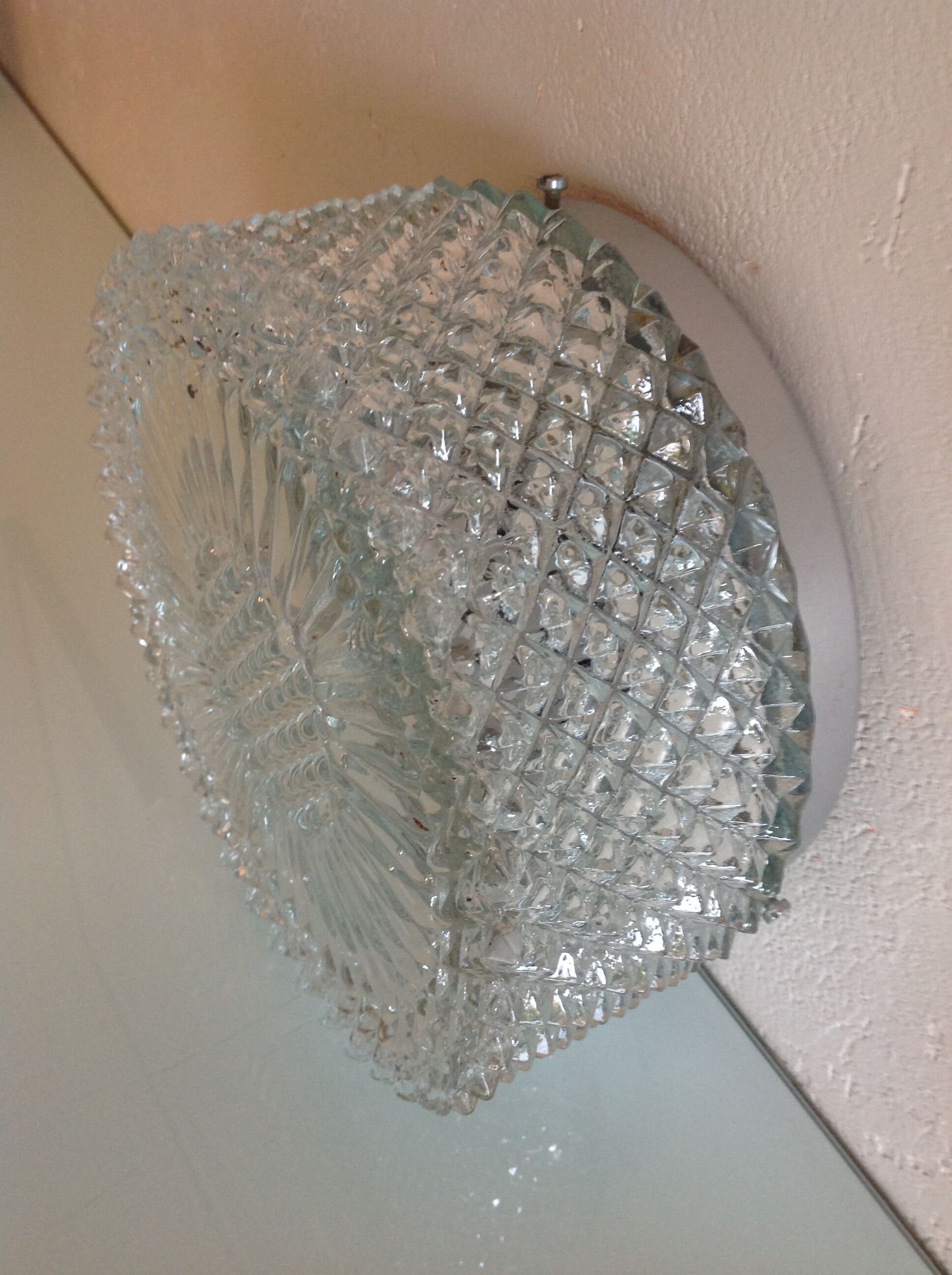 Plafonnier rond pointes de diamant / vintage années 60-70
