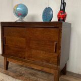 Meuble bas buffet rustique  enfilade moderniste a 2 portes en chene - largeur 90 cm