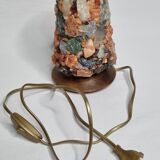 Lampe vintage H.A. Ludwig en pierres semi-précieuses et bois West Germany