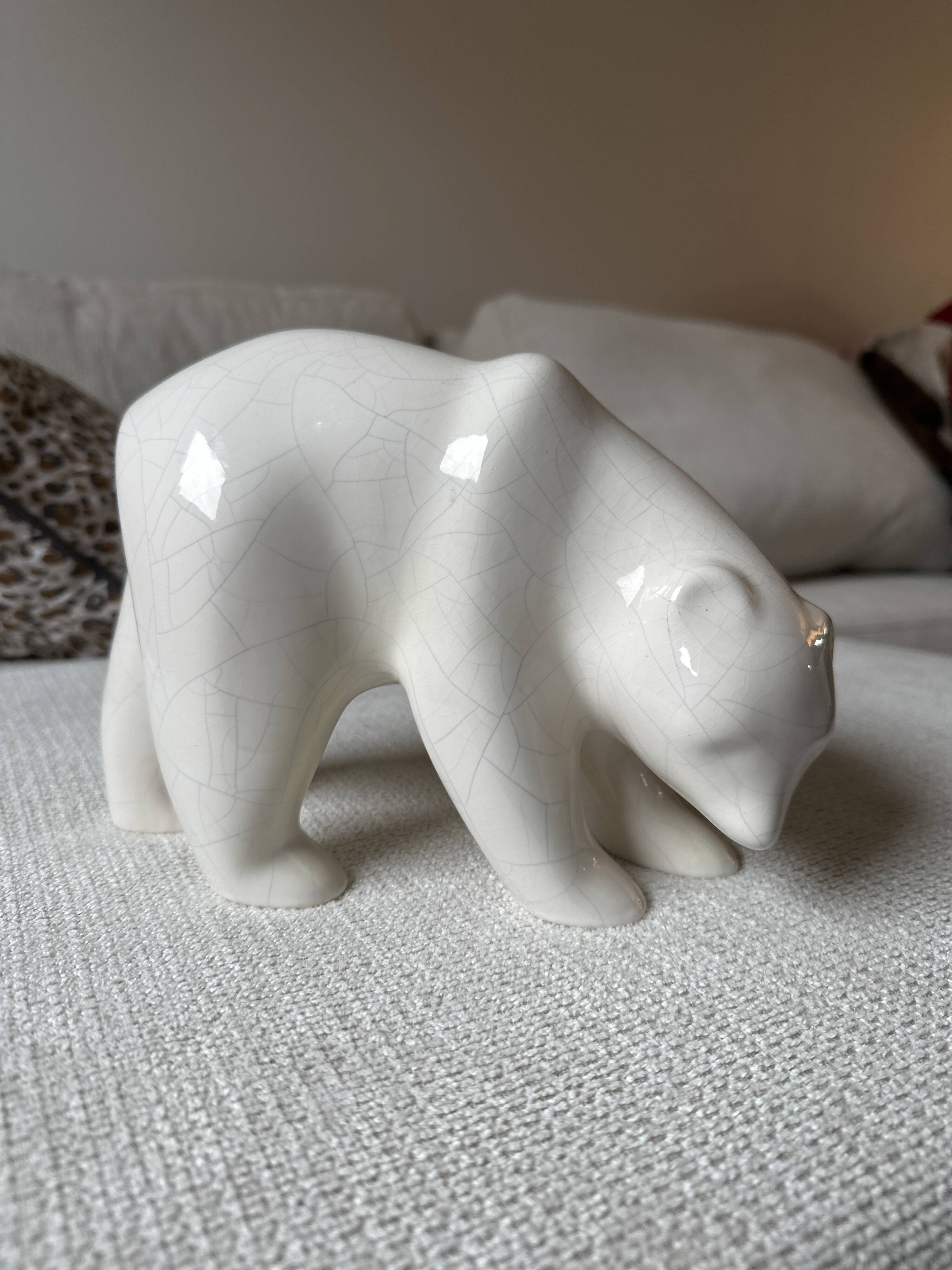 Ours en céramique craquelée de style Art déco