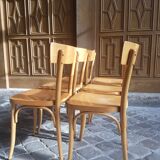 Lot of 6 vintage light wooden bistro chairs