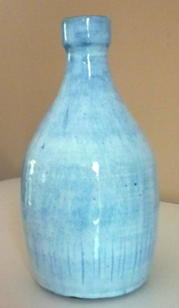 Glazed ceramic bottle vase, dated 1979, signature to be identified