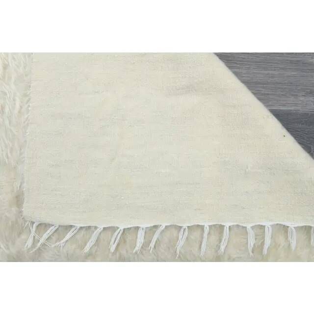 Vintage Turkish Hand-Knotted Wool Cotton Beige Kilim Area Rug 157x203