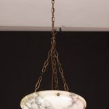 Art Deco White Albaster Chandelier, 1950s