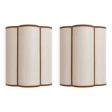 Pair of ecru jute and bronze velvet wall lights