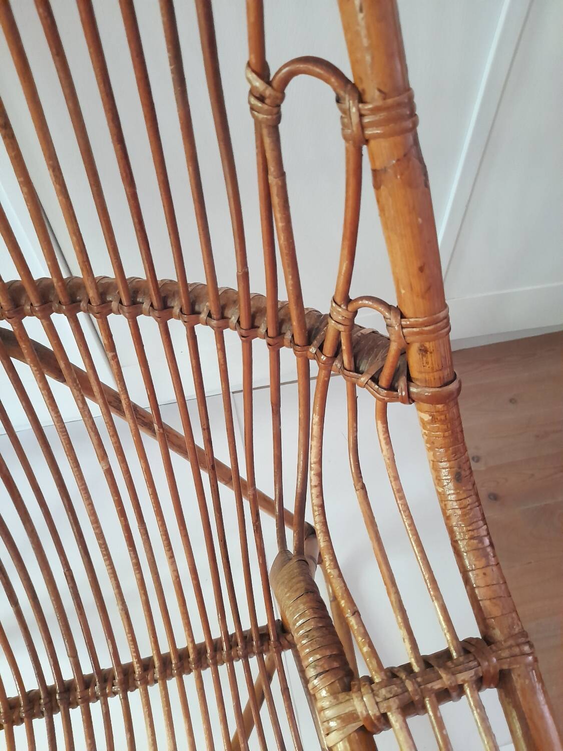 Large vintage wicker armchair