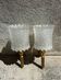 Old pair of wall sconces by Maison Lunel in brass and glass.