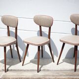 Set of 3 Baumann chairs model 732g2, bistro chair, wooden chair and vinyl fabric, kitchen, retro