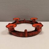 Candle holder in red ceramic, Danish from the 70s, perfect as an Advent candle holder for Christmas