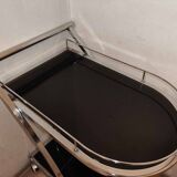 Vintage chrome and smoked black glass bar cart - 1970s design