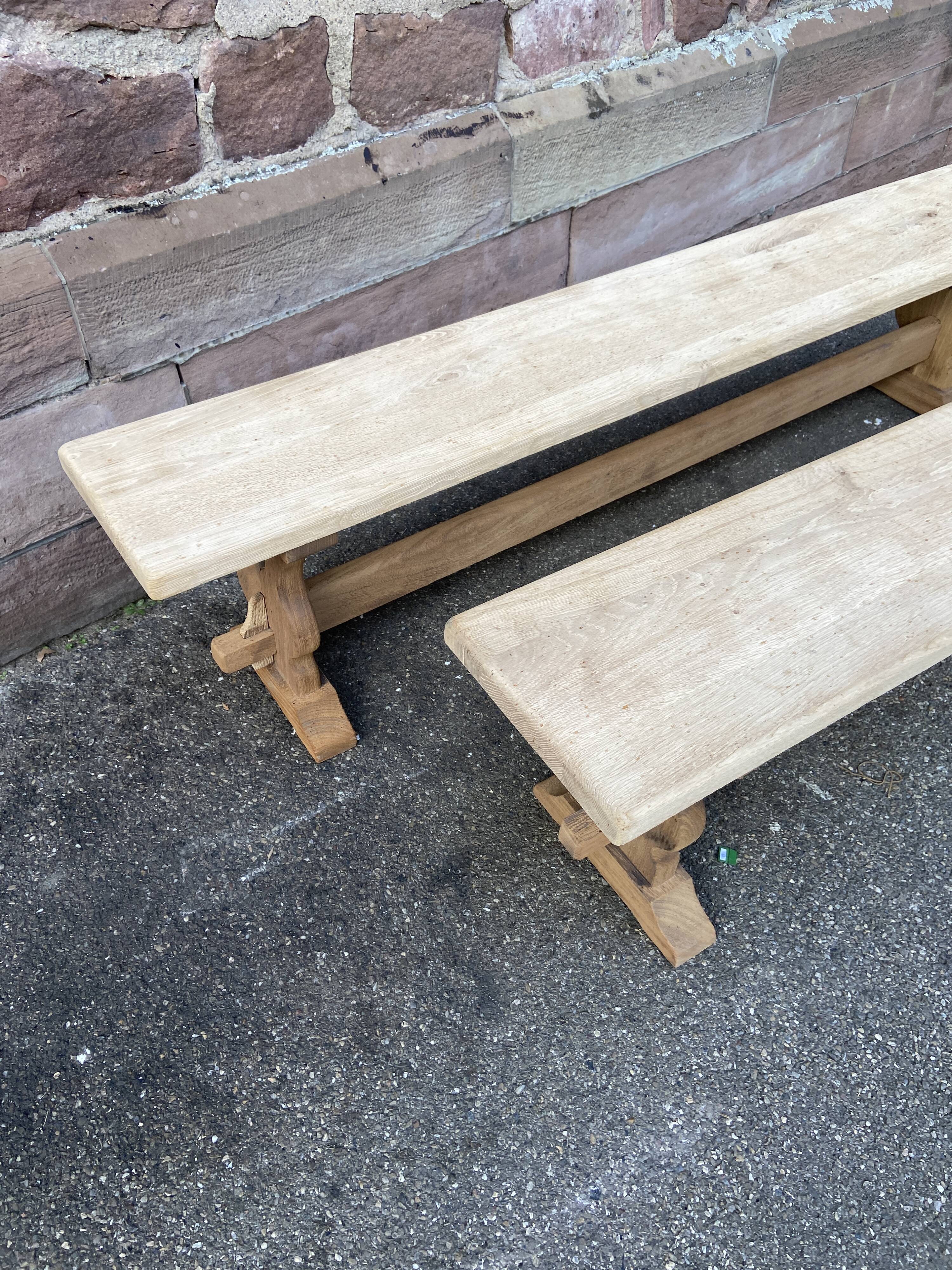 Pair of benches style monastery in raw solid wood