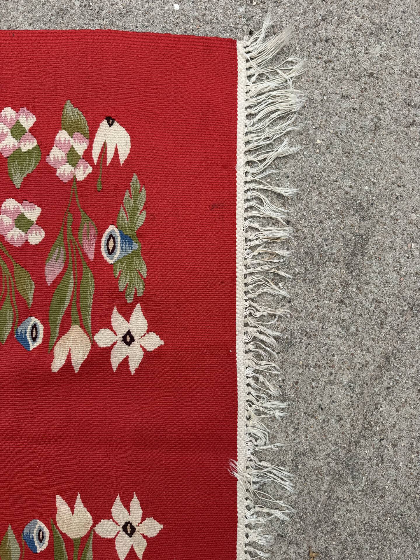 Romanian kilim rug from the 1950s
