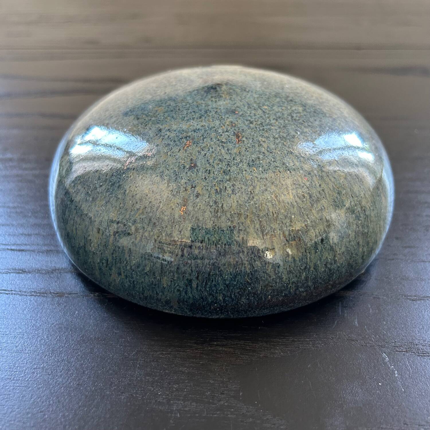 Wall vase in blue stoneware, signed