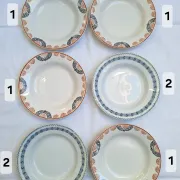 Orange and blue deep plates HBCM and St Amand