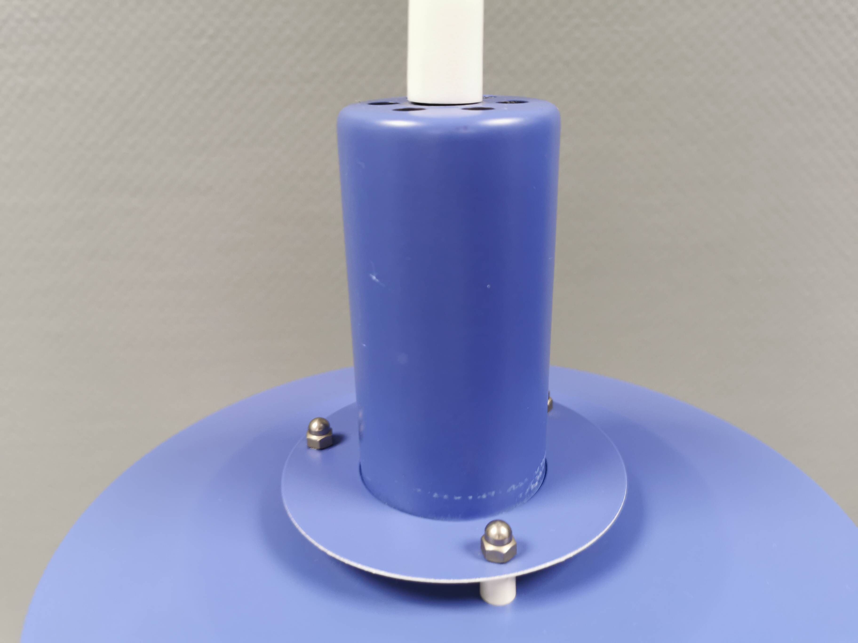 A blue minimalist hanging lamp from Lyfa Denmark 1980s.