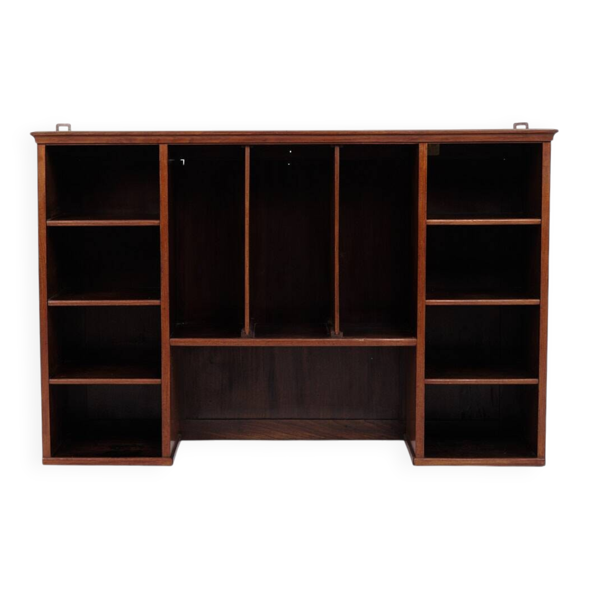Wall-hung bookcase - hand-polished mahogany - shelf sections - 1890s