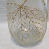 Beautiful acid-etched glass vase from Legras Saint Denis with chestnut tree decoration