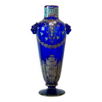 Art Nouveau enamelled glass vase.
