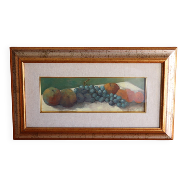 Tableau Nature morte aux fruits – huile sur panneau encadrée