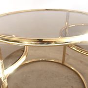 Table d’appoint tournante à 3 niveaux plaquée or