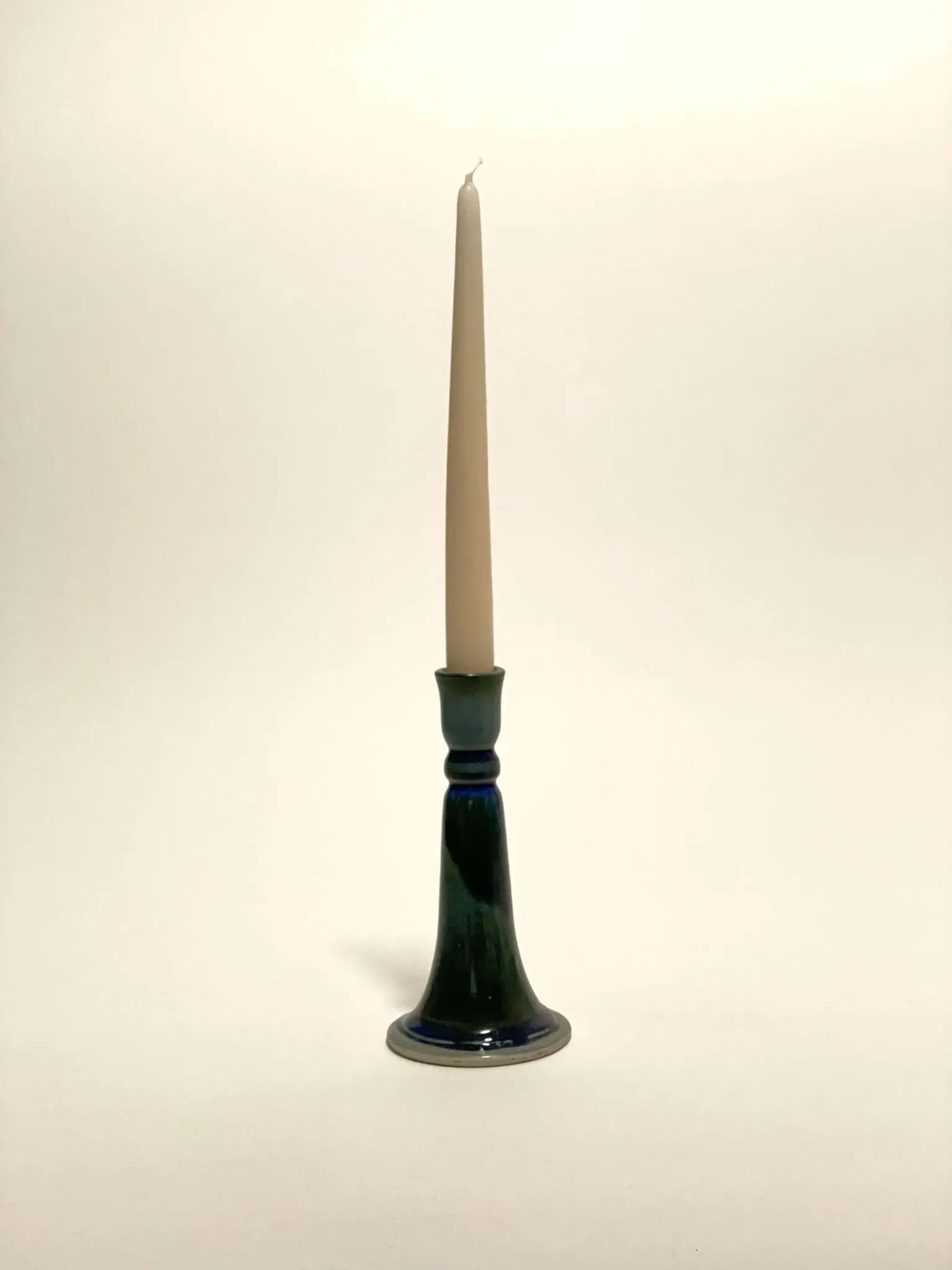 Blue ceramic candlestick