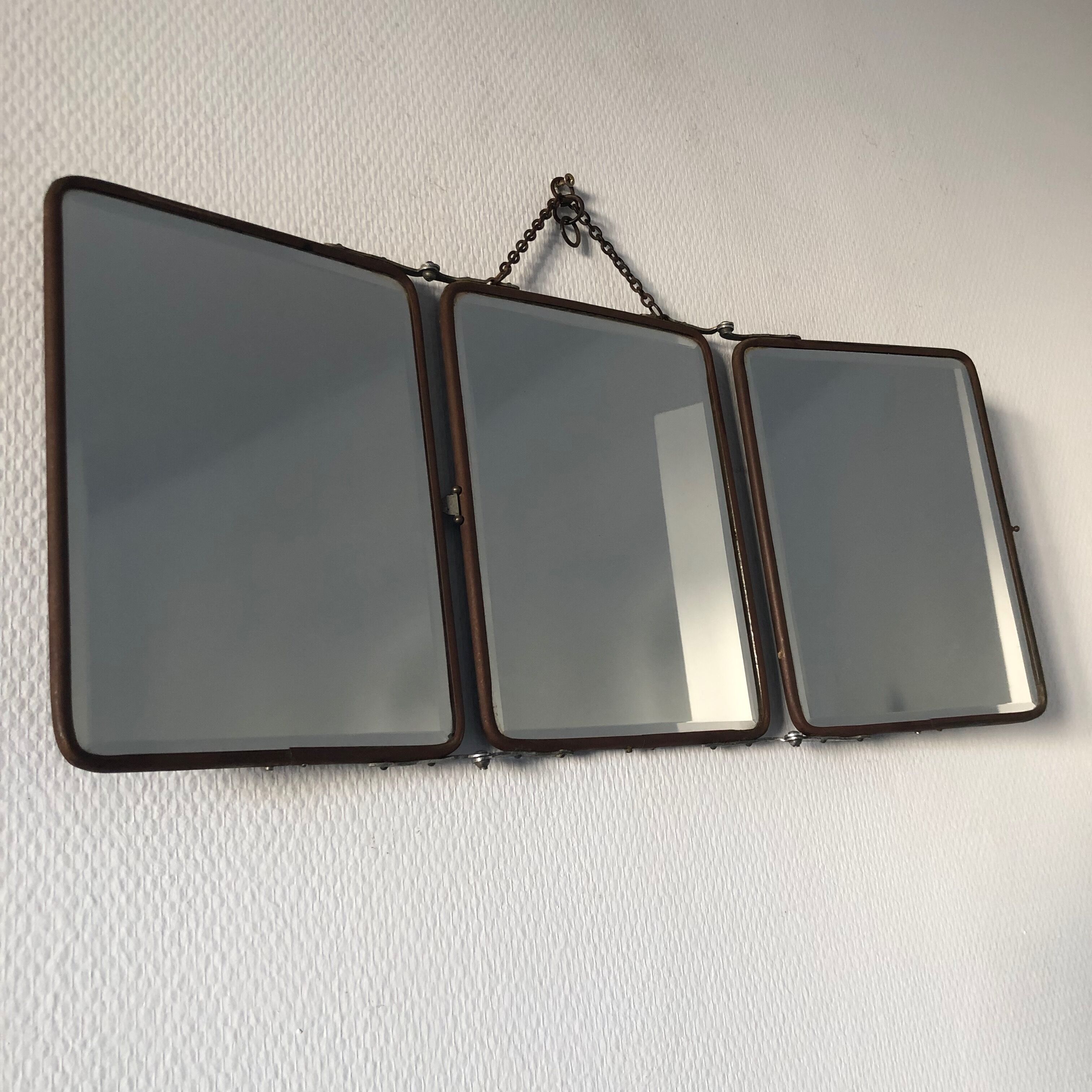 Triptych mirror barber 25x59 vintage 1940