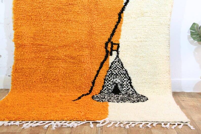 Orange tapis marocain artisanal 250cmx150cm