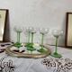 6 Alsace green footed crystal wine glasses engraved