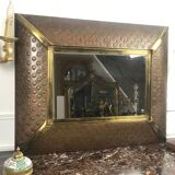 Mirror in metal and copper, dated around 1970 - 52 cm x 33 cm