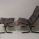 Ingmar Relling patinated leather lounge chair with ottoman, Norway 1960s