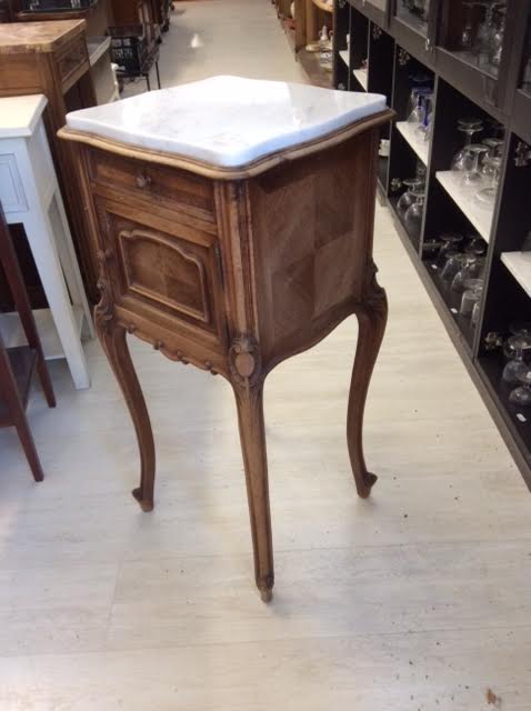 Bedside table wood and marble